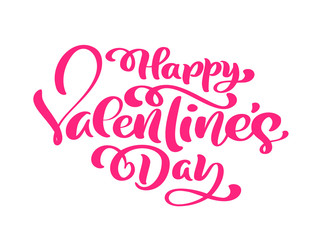 Pink Calligraphy phrase Happy Womens Day. Vector Hand Drawn lettering. Isolated woman illustration. For Holiday sketch doodle Design card