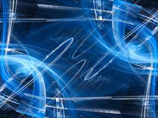 Naklejka na ściany i meble Abstract digital art background. Symmetry composition of curves ands grids. Detailed fractal graphics. Data science and digital technology concept.