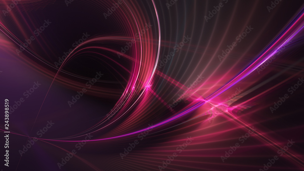 Poster abstract red background element on black. fractal graphics. three-dimensional composition of glowing
