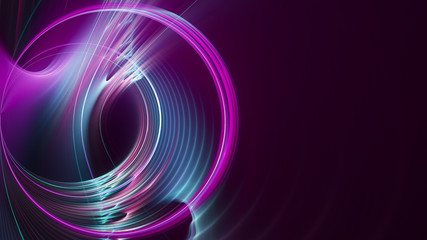Abstract multicolor background element on black. Fractal graphics. Three-dimensional composition of glowing lines and mption blur traces. Movement and innovation concept.
