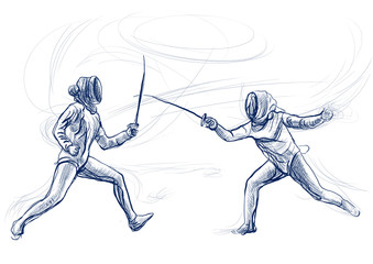 Fencing - An hand drawn illustration. Freehand sketching.
