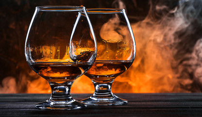 luxurious and expensive French brandy in a glass