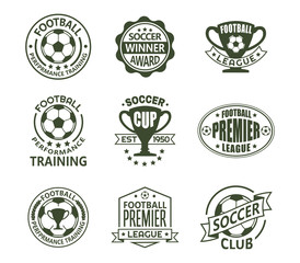 Set of isolated soccer or european football signs