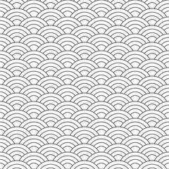 Seamless pattern. Wave. Fish scales texture. Vector illustration. Scrapbook, gift wrapping paper, textiles. Black and white simple background