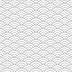 Seamless pattern. Wave. Fish scales texture. Vector illustration. Scrapbook, gift wrapping paper, textiles. Black and white simple background