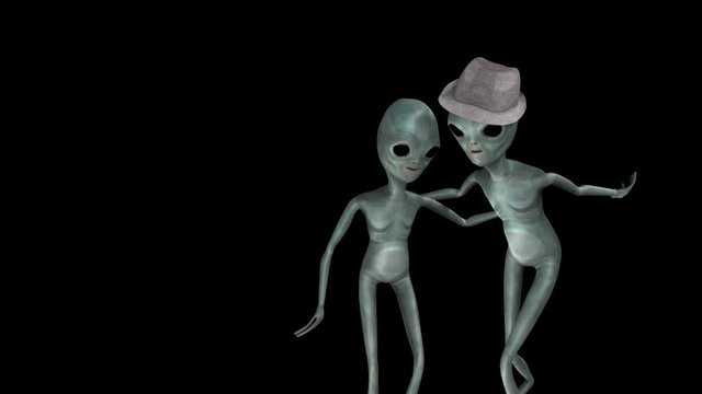 Happy Alien Couple Dancing Together