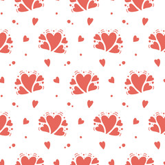 Vector hand drawn hearts seamless pattern
