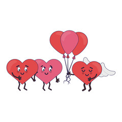 Obraz na płótnie Canvas cute hearts in love cartoons