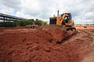 Heavy Power Bulldozer work on a building site