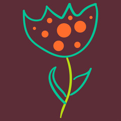 Flower graphic design. Floral elements doodle flowers. Modern botany.