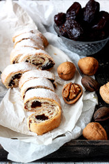 Sweet pastry filled with jam and dried fruits