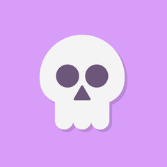 Skull. Lilac background. Element of the holiday of Halloween. Vector illustration. EPS 10.