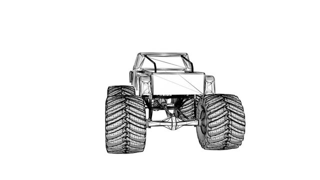3d, isolated, monster, truck, big, 4x4, car, rotating, alpha channel, vehicle, tyre, off, tire, cool, drive, engine, heavy, offroad, render, up, wheel, transportation, design, pick, race, rod, rubber,