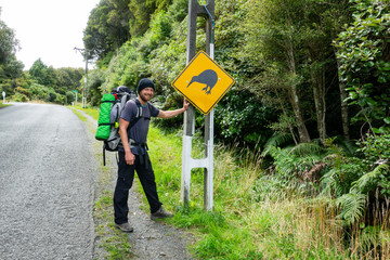 Happy backpacker in New Zealand