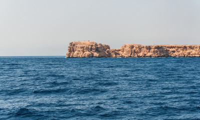 Sinai mountains and picturesque landscapes of the red sea in Egypt. Boat trip on the red sea