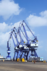 Massive cranes at Port of Dalian, Liaoning Province, most northern ice-free port in China