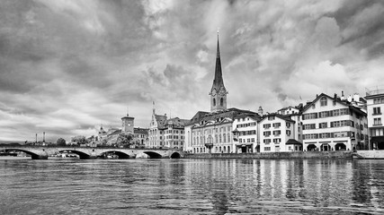 Characteristic architecture in the old city center of Zurich, Switzerland