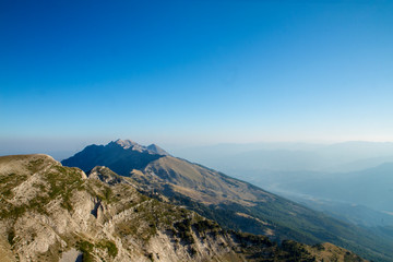 Atop the mountain Tomorr in Albania overlooking ridges