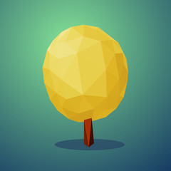autumn tree low poly style. Vector design element.