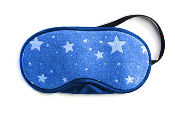 Blue sleeping eye mask, isolated on white background
