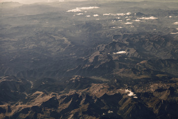 Views of the spanish Pyrenees from the airplane window in Spanish pyrenees