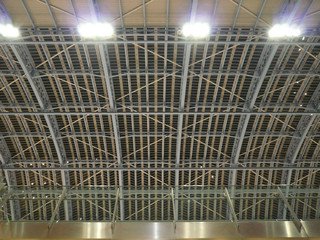 Architectural ceiling pattern in steel arches