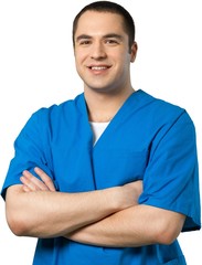 Smiling Male Nurse Portrait, Isolated