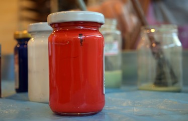 The process of creating a picture in the technique of Ebru. Marmaris. Turkey     	