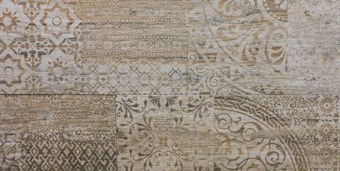 ceramic tile with abstract ornamental floral pattern