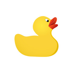 Yellow rubber duck. Toy duck. Vector illustration. EPS 10.