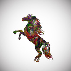 Colorful horse made by lines, vector illustration
