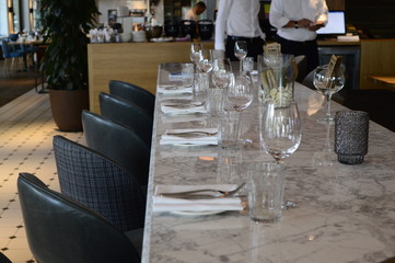 interior of restaurant with chairs and table