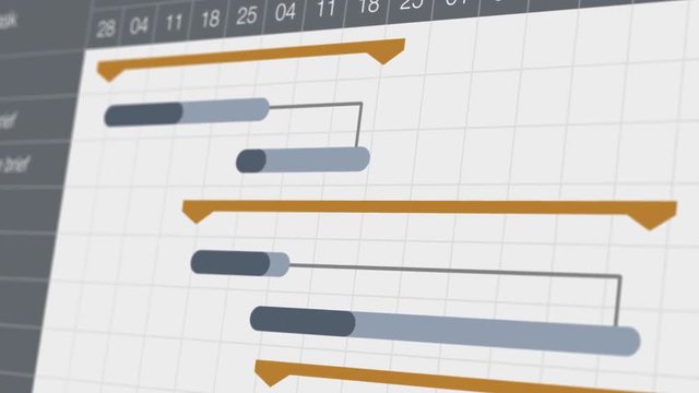 closeup view of a project management gantt chart (3d render)