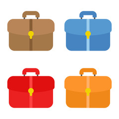Business portfolio illustration, Set of business portfolio. Office suitcase. Business portfolios of different colors. Vector illustration. EPS 10.