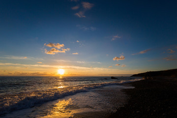 Aphrodite's rock during sunset Cyprus