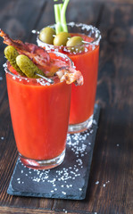 Two glasses of Bloody Mary