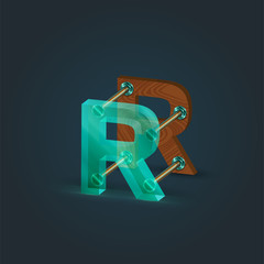 Character made by glass and wood, vector