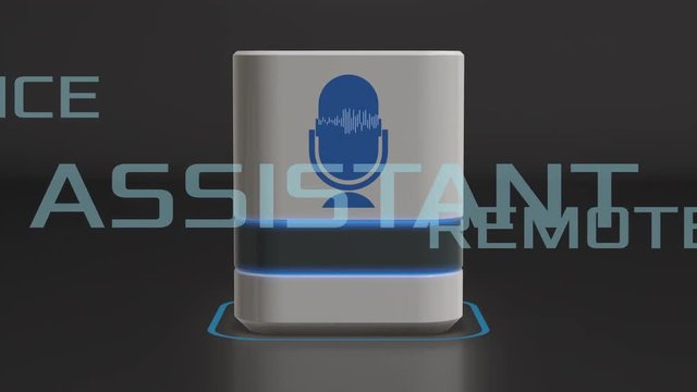 front view of a voice assistant, concept of smart home, futuristic technology, the microphone is activated, (3d render)