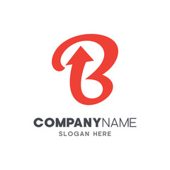 initial letter B logo with arrow shape, letter B business logo template