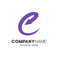 initial letter C logo with arrow shape, letter C business logo template