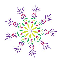 Simple pattern with fantastic flowers and fruits on a white background