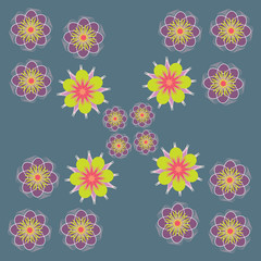 Simple pattern with fantastic flowers on dark background