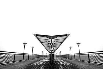 Boscombe pier in Bournemouth, black and white