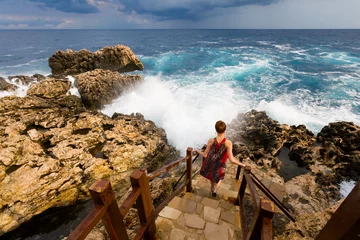 Gordijnen Cape Greco stormy weather Cyprus © sitriel