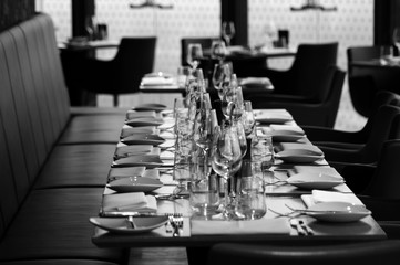 empty wine glasses on table