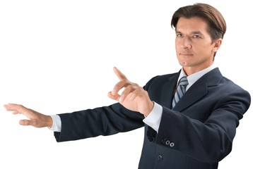 Young handsome businessman isolated on white background