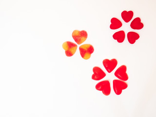 San Valentine´s heart Jelly beans in a circle, heart gummies circle