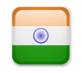 India Flag. Bright Square Icon. Vector Illustration
