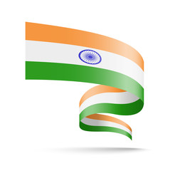 India flag in the form of wave ribbon. Vector illustration on white background.