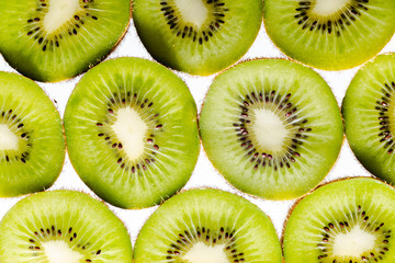 Sliced Kiwi fruit on whit background